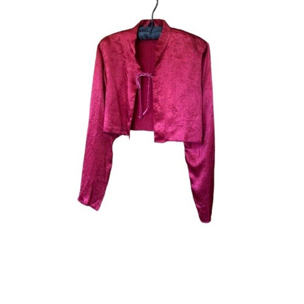 New Vintage DKNY Underwear Red Satin Balero Bed Jacket Size L
